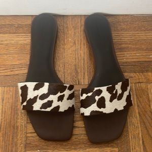 Reformation, cow hair leather slide sandal W’s sz.9.5